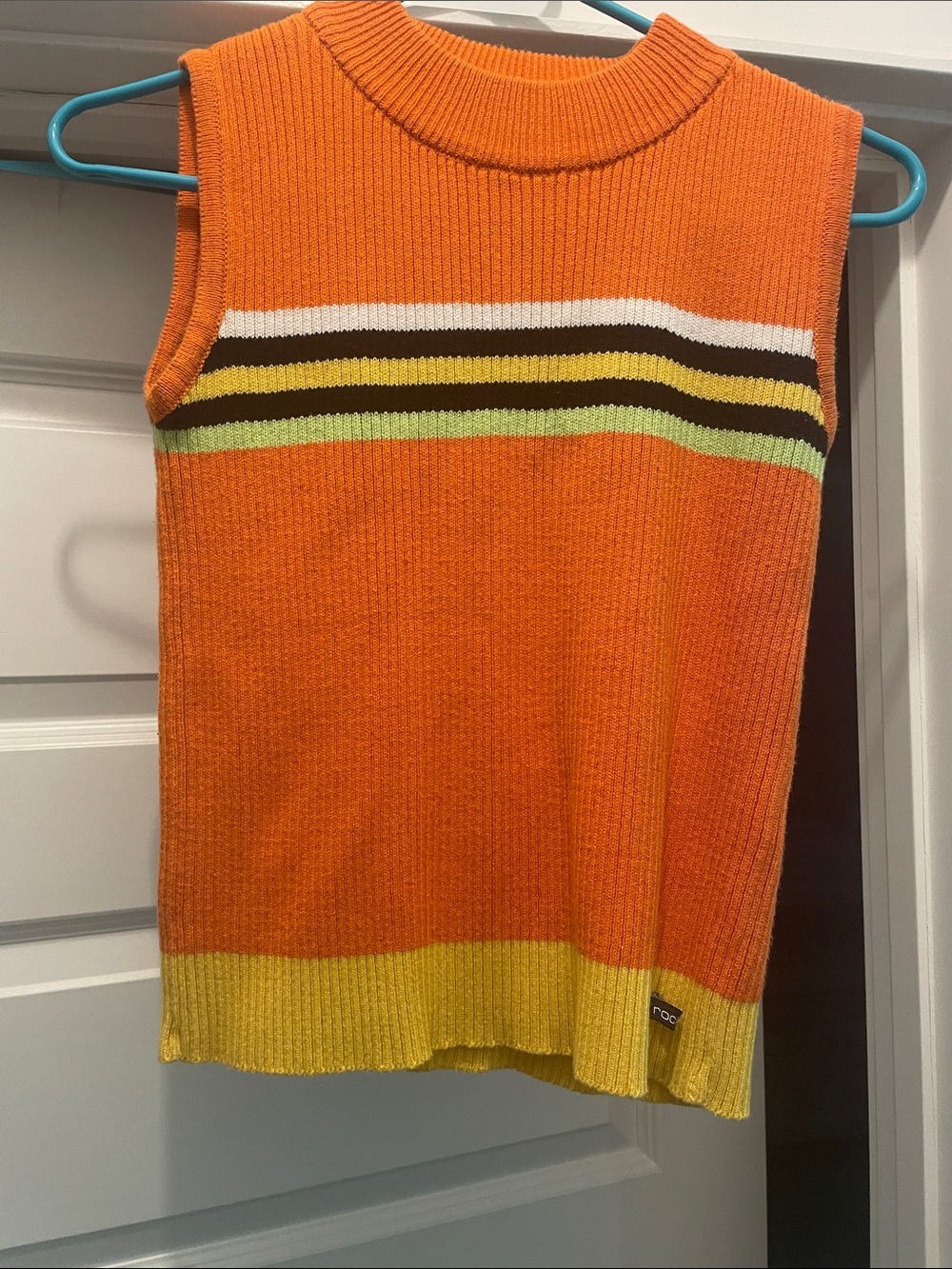 Rockies Orange Sleeveless Crewneck Sweater with Striped Accents
